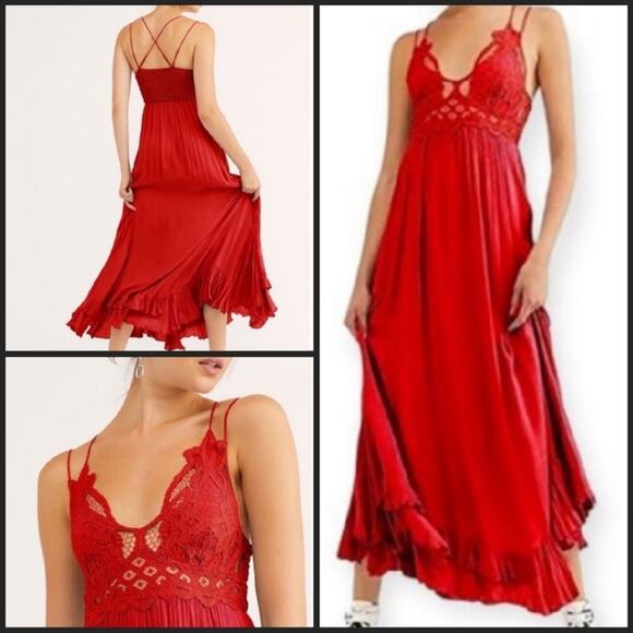 NWT Free People Adella Maxi Slip Dress crochet Lace Size Medium Christmas Party - Picture 7 of 7